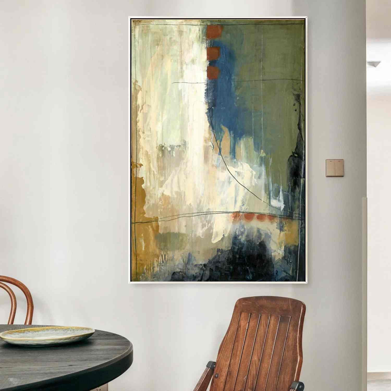 Canvas Original Hand-painted Green Acrylic Neutral Abstract Canvas C29CY